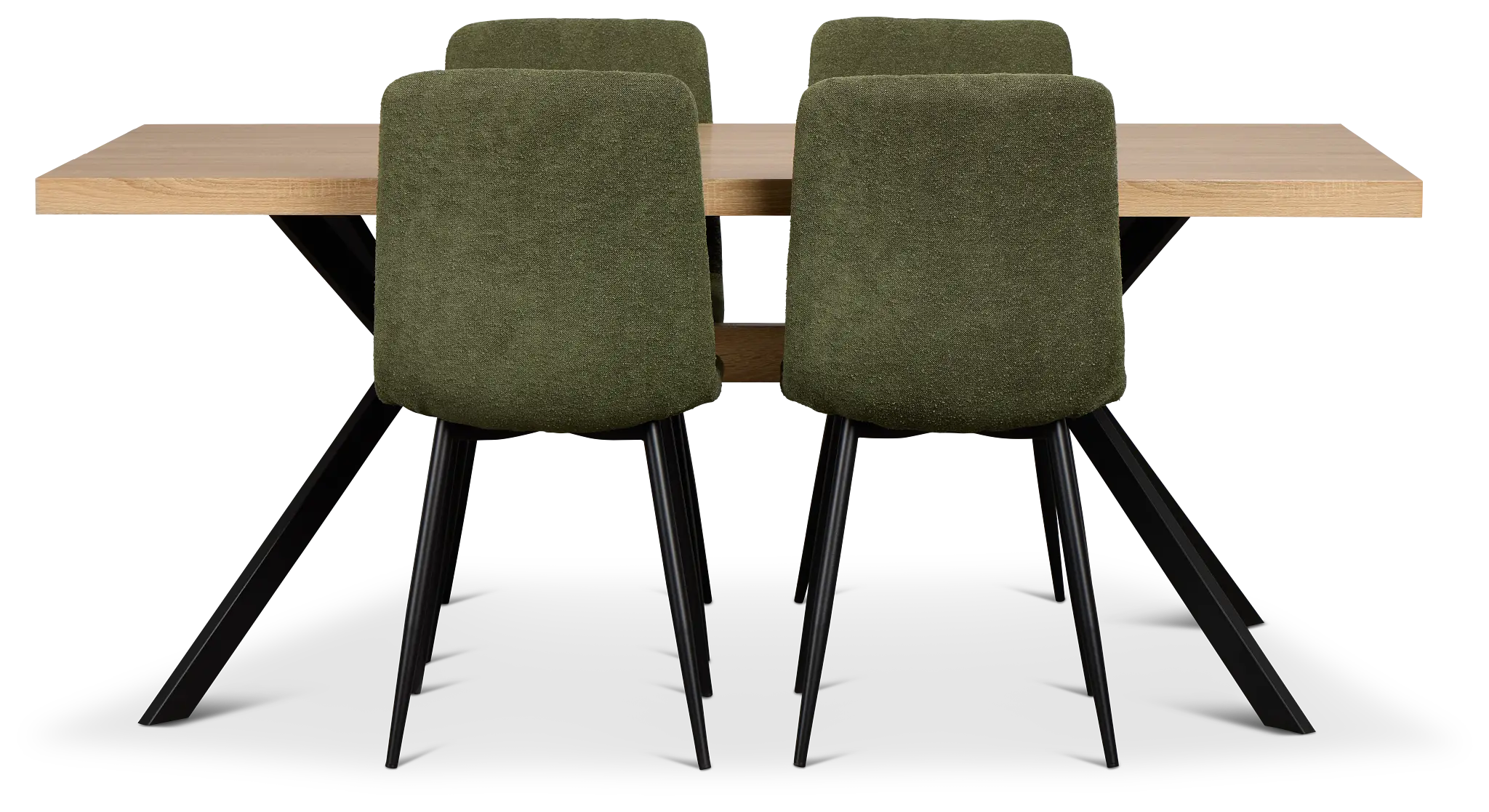 Lynden Light Tone Rect Table & 4 Green Upholstered Side Chairs Lynden Light Tone Rect Table & 4 Green Upholstered Side Chairs