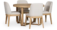 Lyndie Light Tone Round Table & 4 Upholstered Chairs