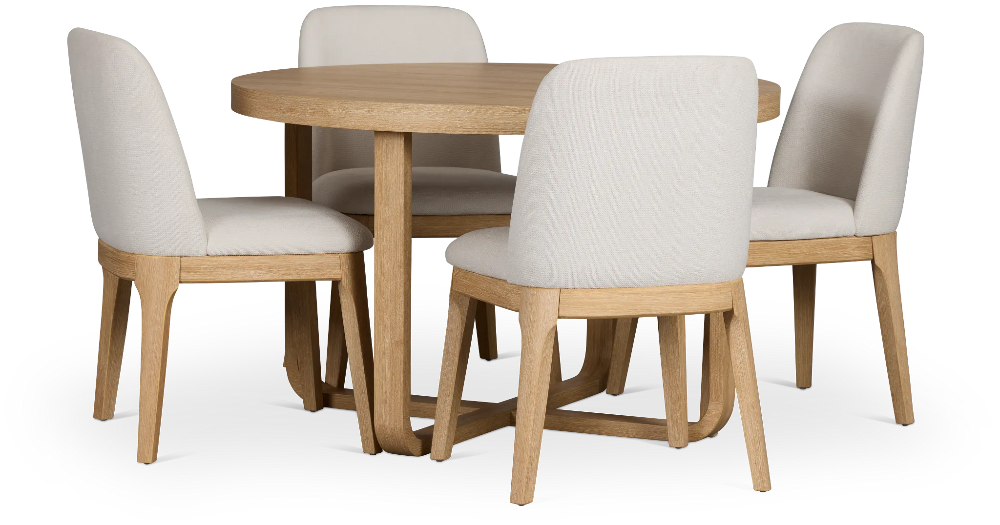 Lyndie Light Tone Round Table & 4 Upholstered Chairs
