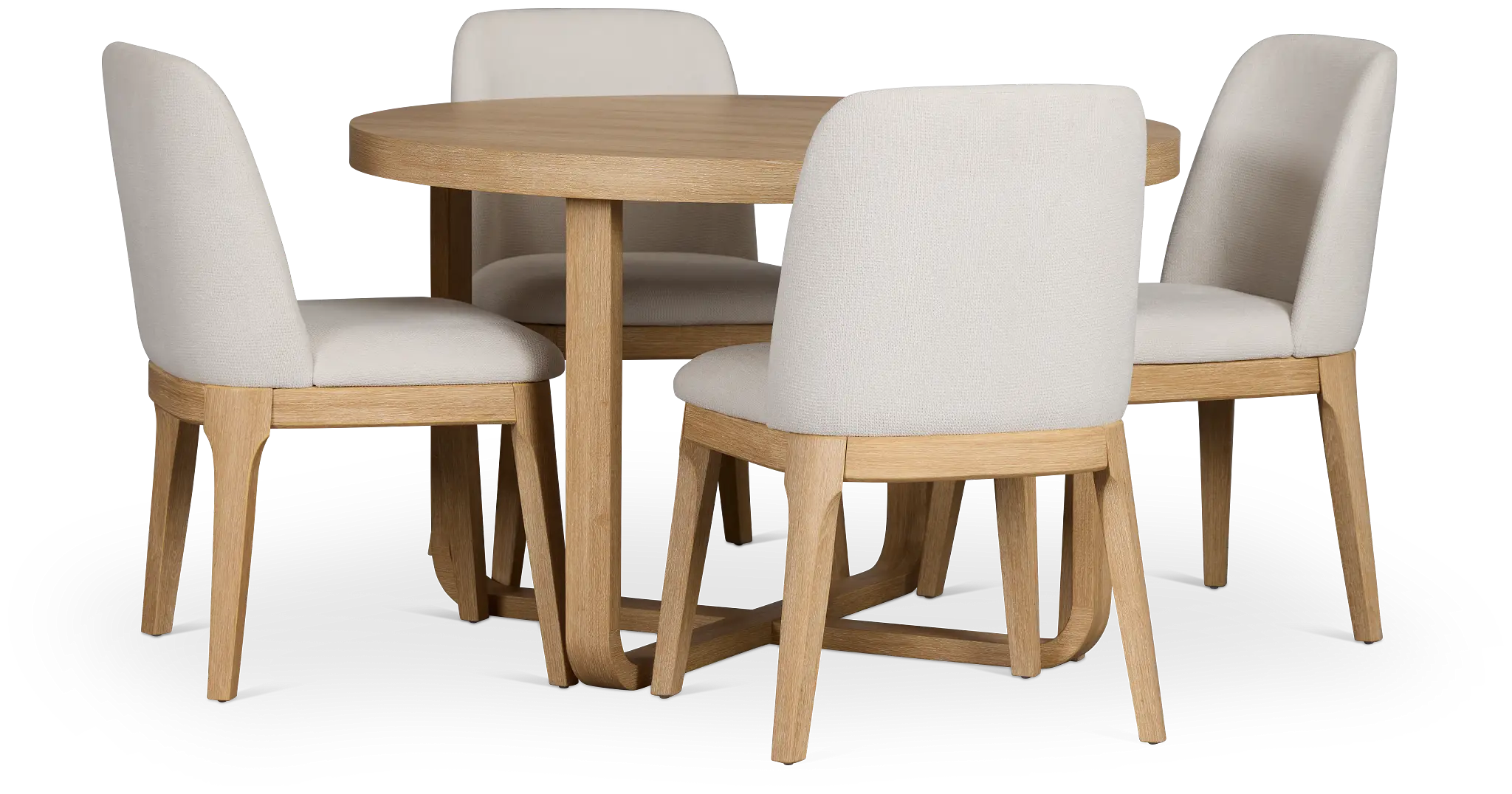Lyndie Light Tone Round Table & 4 Upholstered Chairs Lyndie Light Tone Round Table & 4 Upholstered Chairs