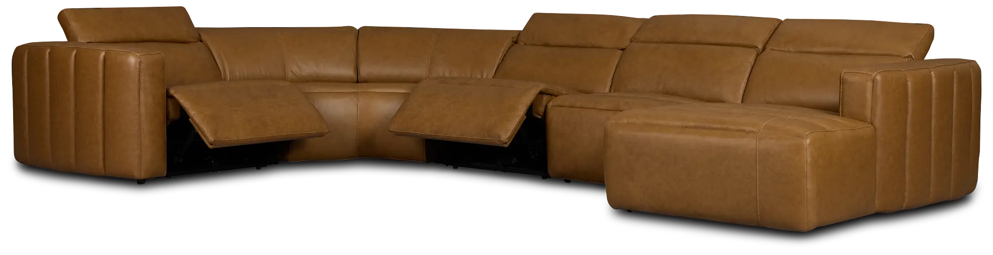 Jace Medium Brown Lthr/vinyl Small Dual Power Right Chaise Sectional Jace Medium Brown Lthr/vinyl Small Dual Power Right Chaise Sectional