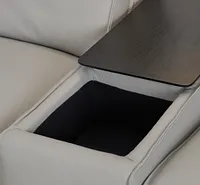 Carmelo Gray Leather Medium Triple Power 2-arm Sectional