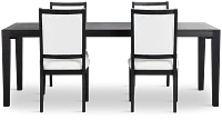 Alden Black Rect Table & 4 Chairs