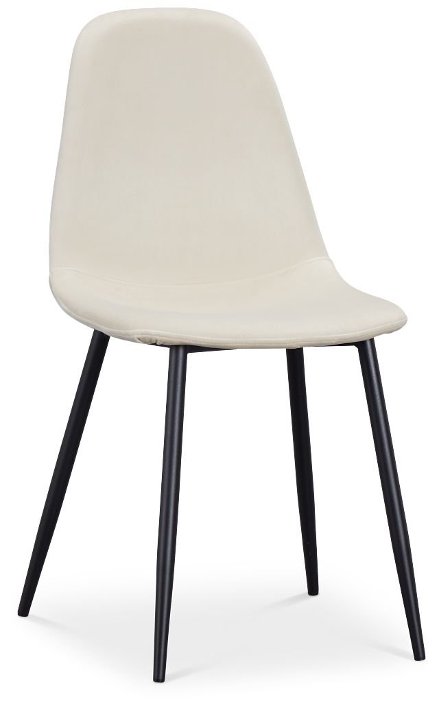 Havana Ivory Velvet Upholstered Side Chair W/ Black Legs