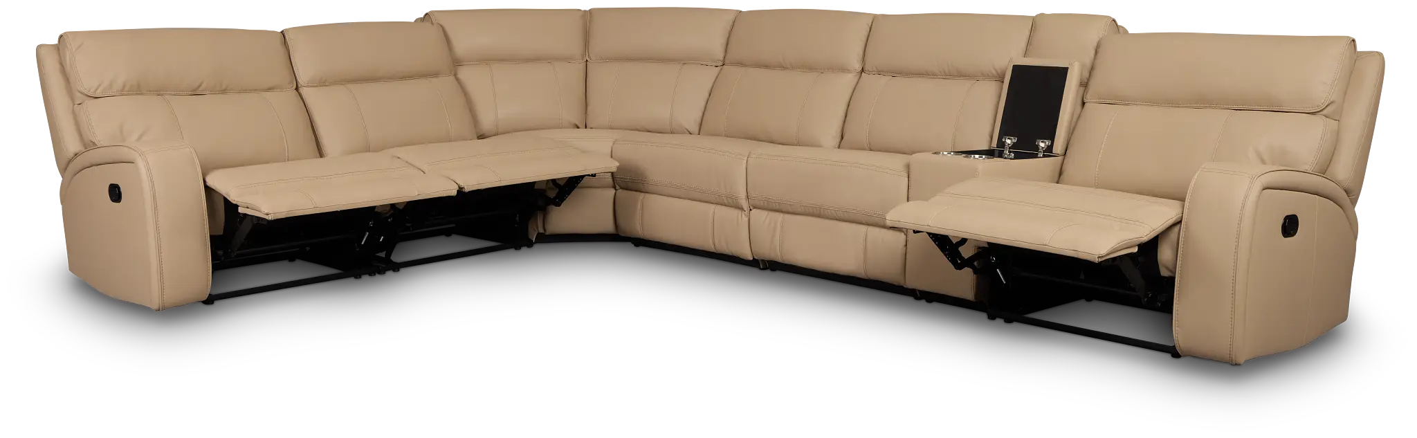 Rhett Taupe Micro Large Two-arm Manually Reclining Sectional Rhett Taupe Micro Large Two-arm Manually Reclining Sectional