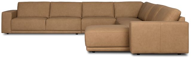 Kellan Light Brown Leather Large Right Chaise Sectional