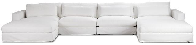 Cozumel White Fabric 6 Piece Double Chaise Sectional (1)