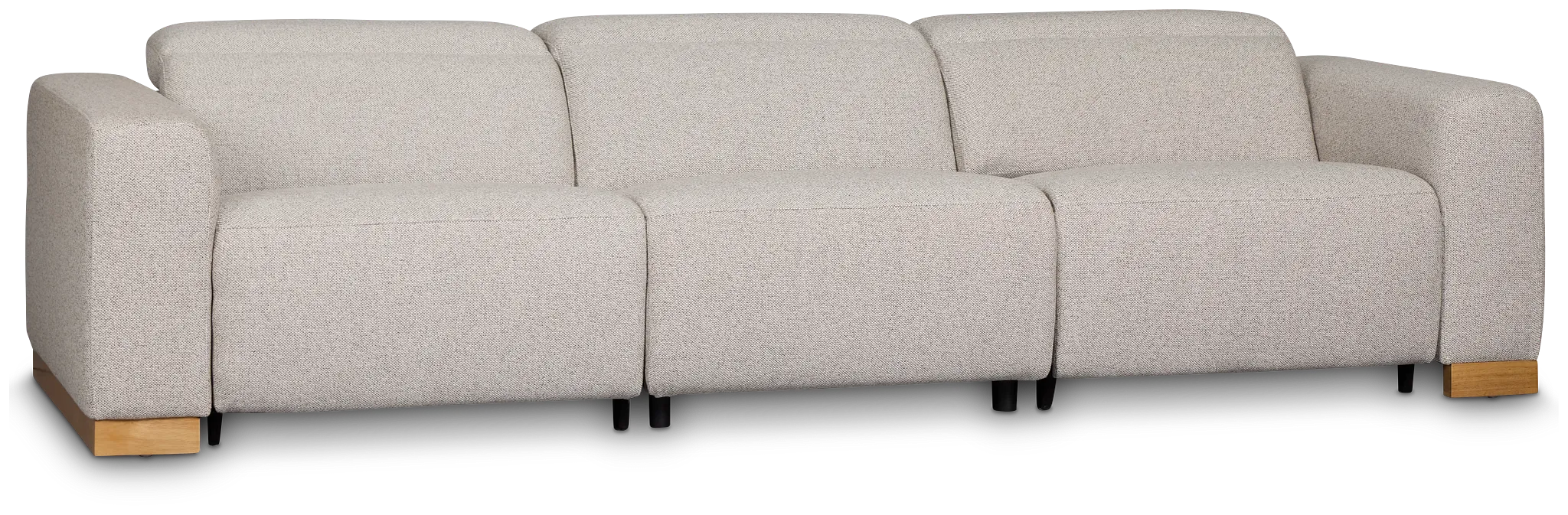 Leona Light Gray Fabric 3-piece Modular Power Sofa