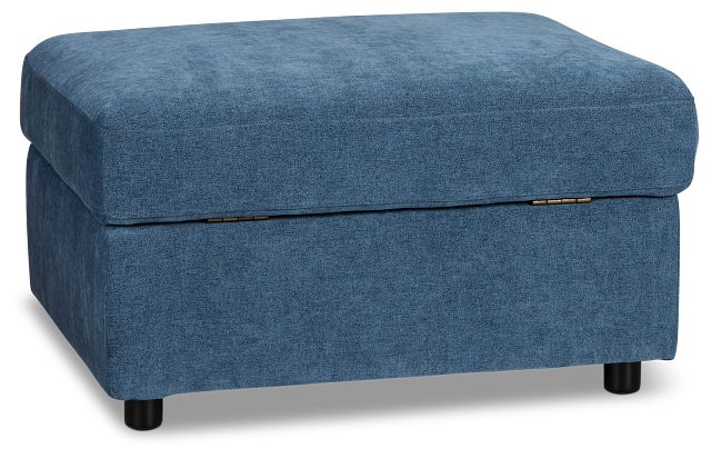 Addie Blue Fabric Storage Ottoman