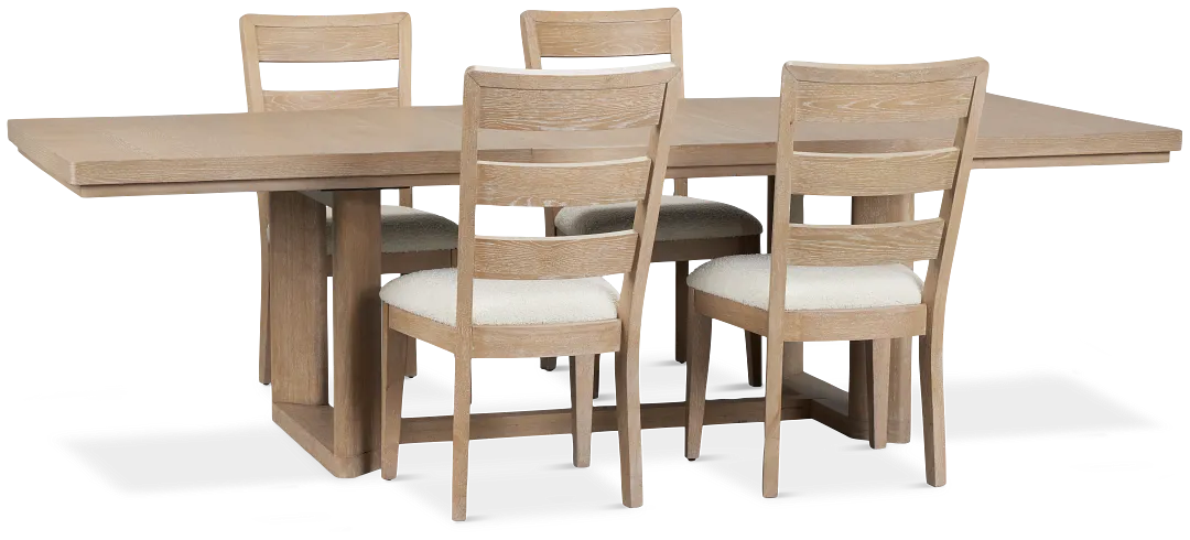 Alton Light Tone Rect Table & 4 Slat Chairs