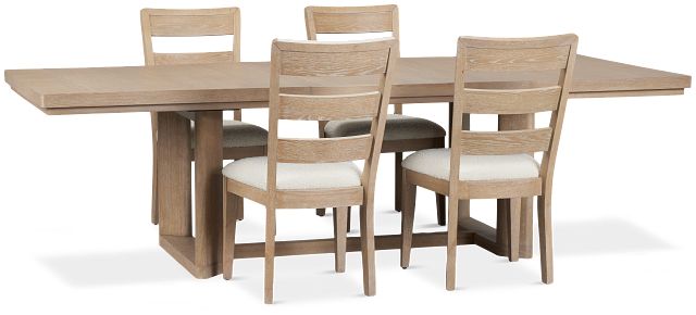 Alton Light Tone Rect Table & 4 Slat Chairs
