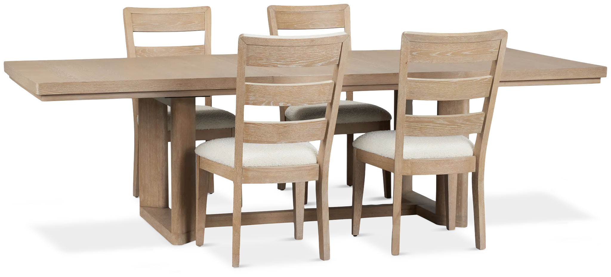 Alton Light Tone Rect Table & 4 Slat Chairs