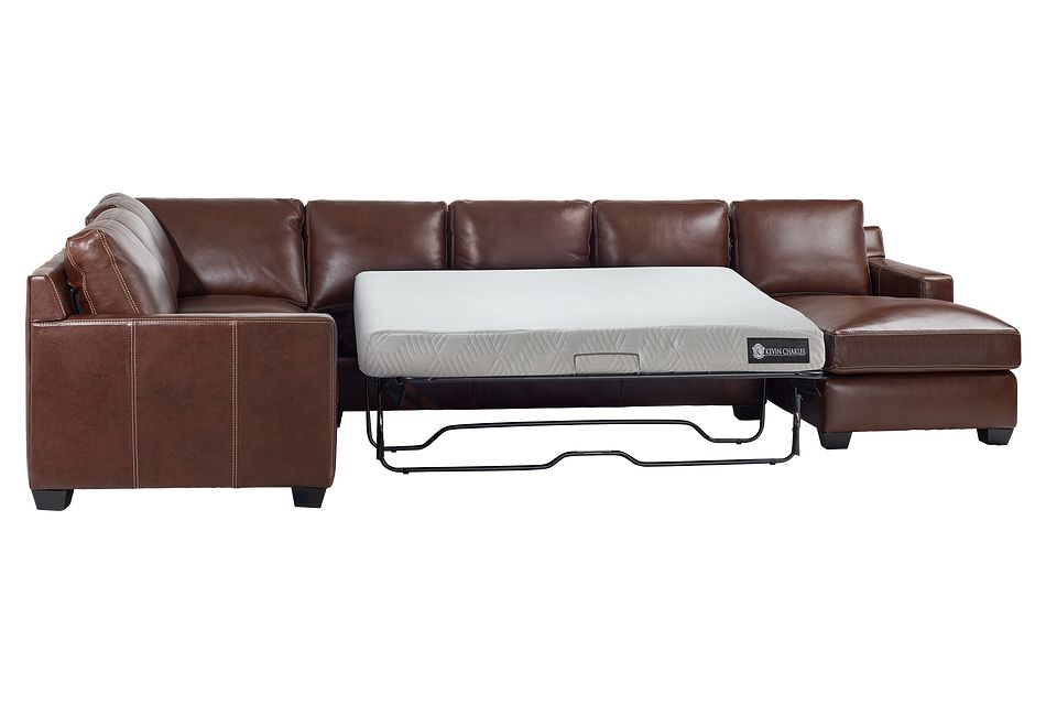 Carson Medium Brown Leather Medium Right Chaise Memory ...