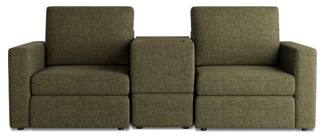 Citymod Green Fabric 3-piece Modular Sofa With Media Console