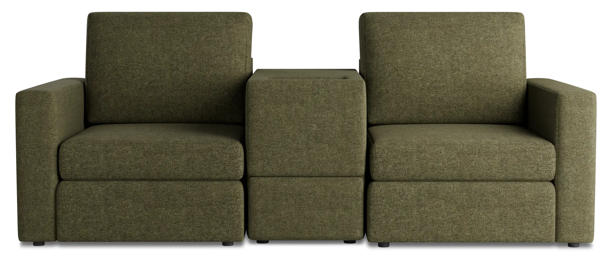 Citymod Green Fabric 3-piece Modular Sofa With Media Console Citymod Green Fabric 3-piece Modular Sofa With Media Console