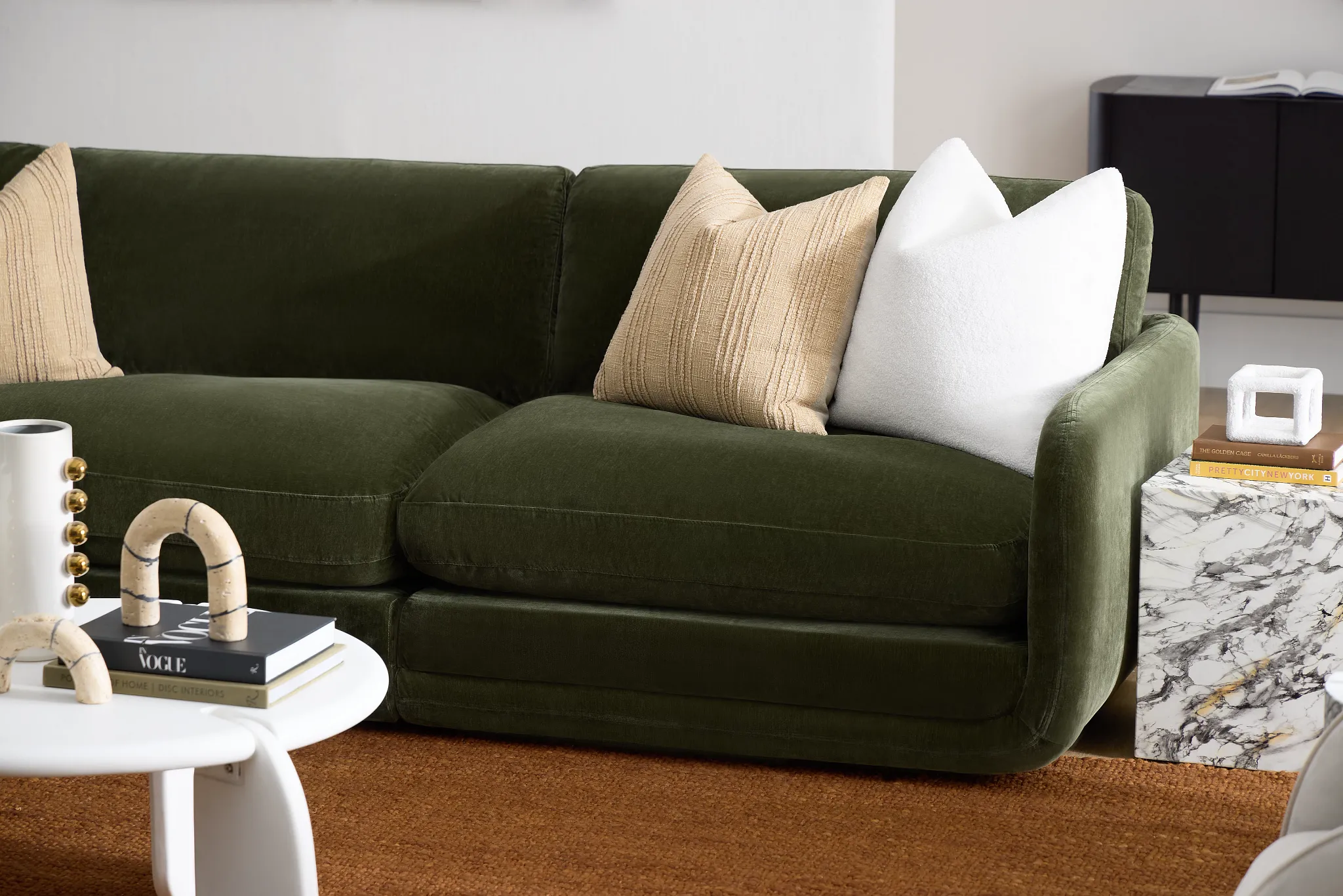 Jules Green Velvet 5-piece Modular Sectional