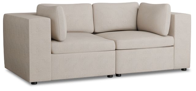 Destin Sutton Beige Fabric 2 Piece Modular Sofa