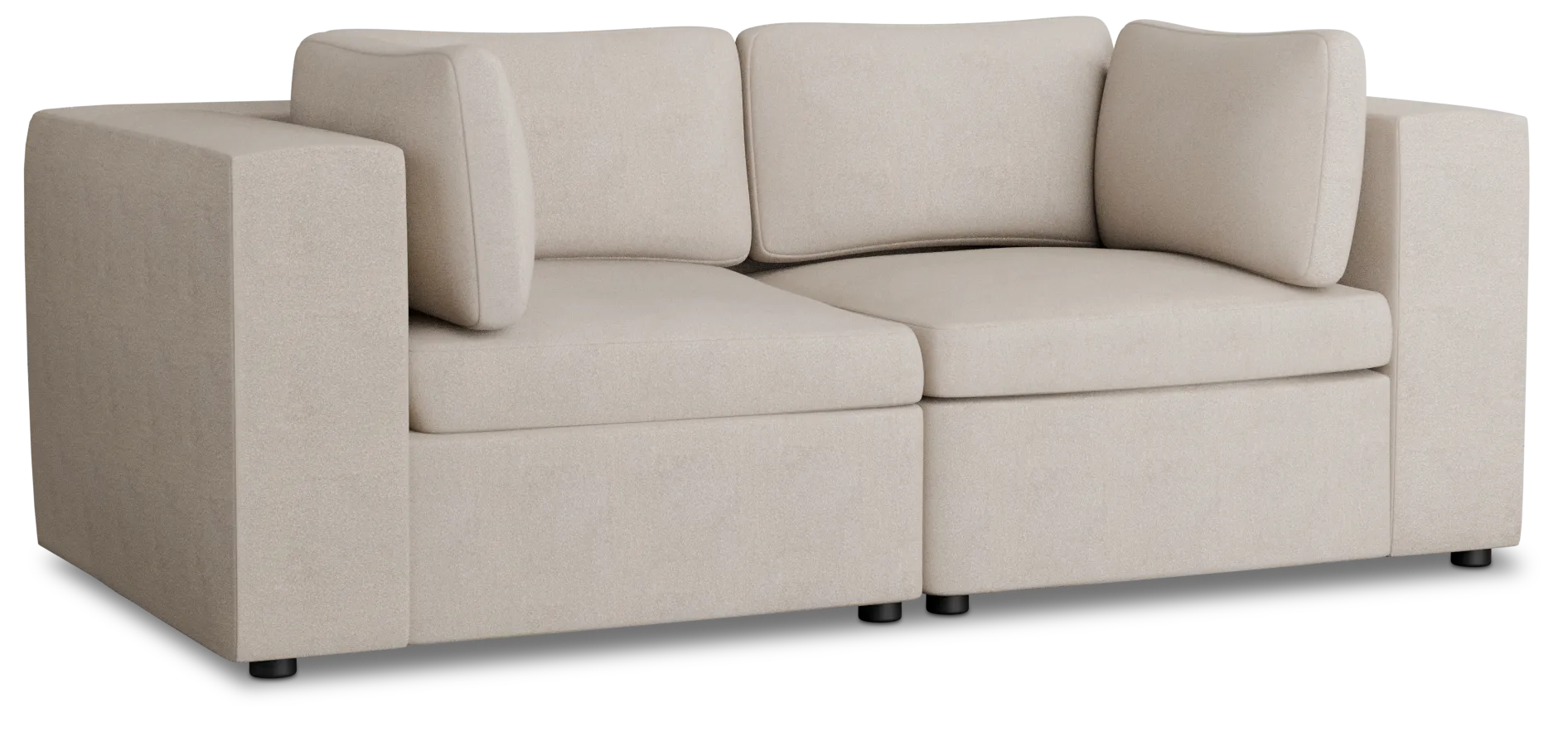 Destin Sutton Beige Fabric 2 Piece Modular Sofa