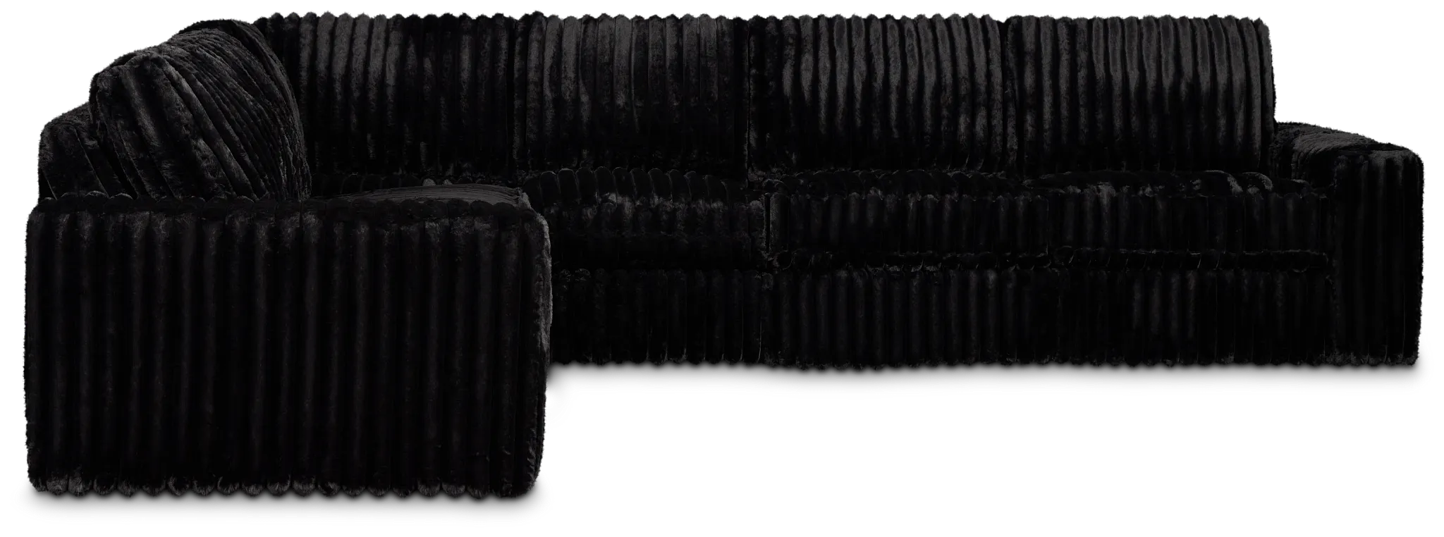 Teddy Black Fabric Medium Two-arm Sectional