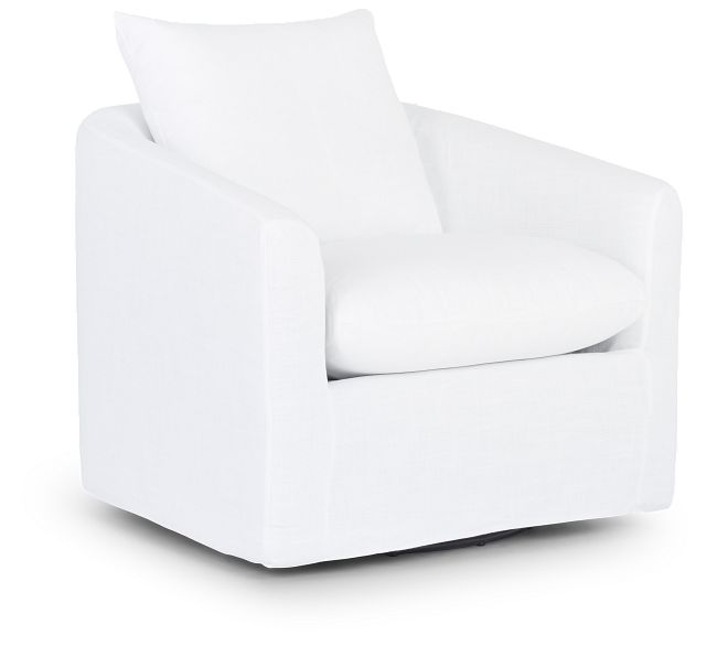 Willow White Fabric Swivel Chair