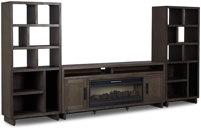 Richmond Gray 80" Open Pier Entertainment Wall With Fireplace (1)