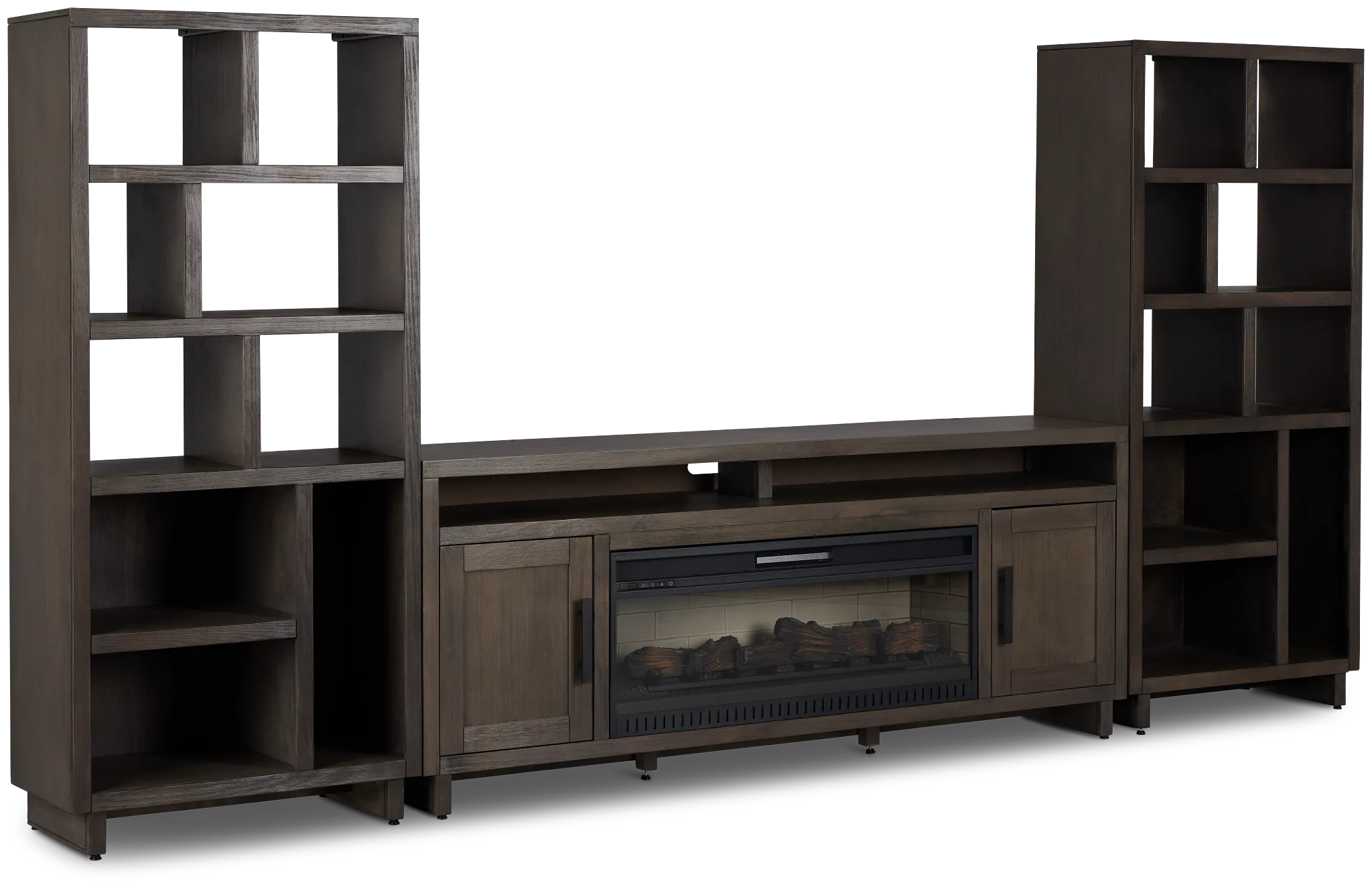 Richmond Gray 80" Open Pier Entertainment Wall With Fireplace