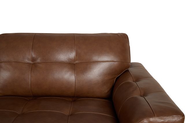 Braden Medium Brown Leather Left Chaise Sectional