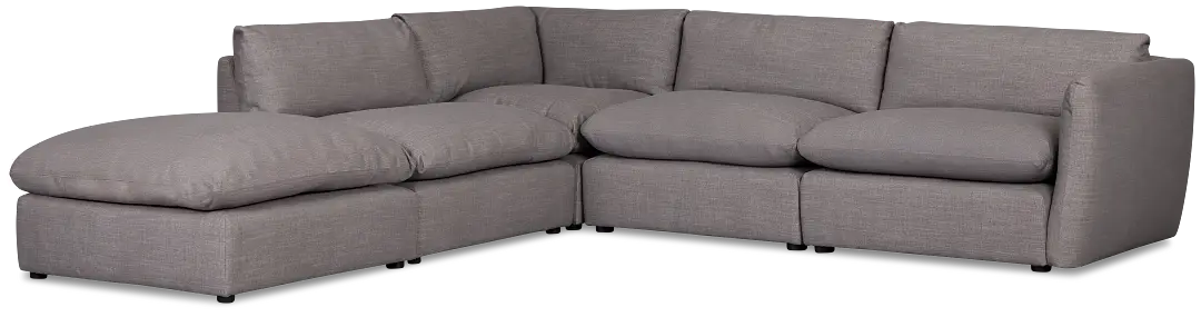 Serena Gray Fabric 5-piece Left Facing Bumper Sectional Serena Gray Fabric 5-piece Left Facing Bumper Sectional