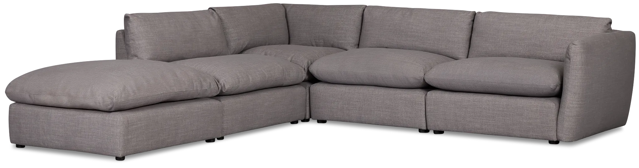Serena Gray Fabric 5-piece Left Facing Bumper Sectional