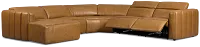 Jace Medium Brown Lthr/vinyl Small Dual Power Left Chaise Sectional