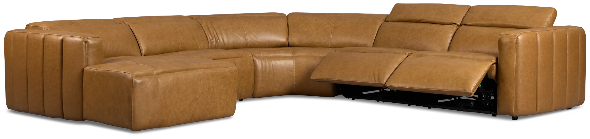 Jace Medium Brown Lthr/vinyl Small Dual Power Left Chaise Sectional