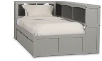 Charleston Gray Corner Bookcase Bed With Trundle