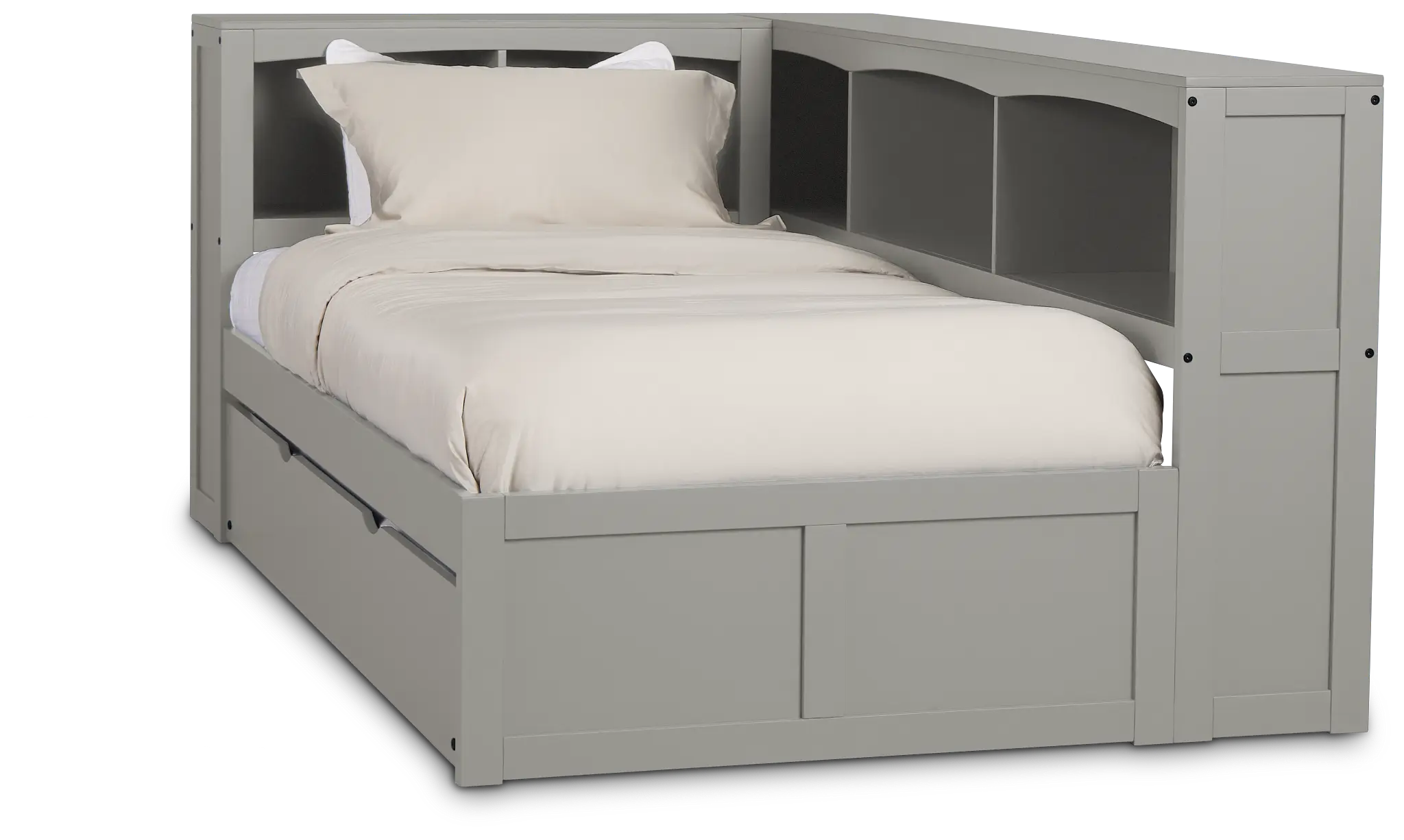 Charleston Gray Corner Bookcase Bed With Trundle Charleston Gray Corner Bookcase Bed With Trundle