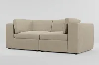 Destin Peyton Beige Fabric 2-piece Modular Sofa