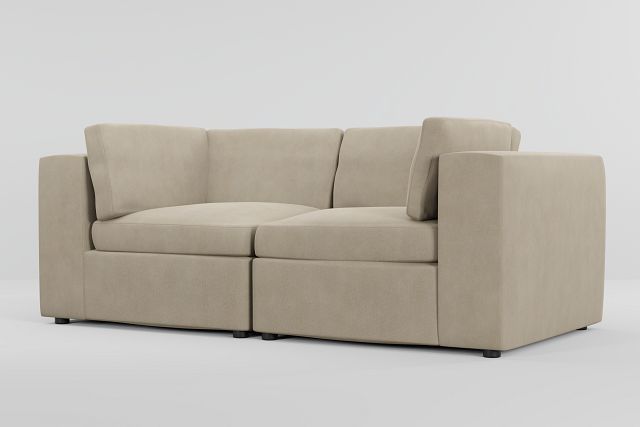 Destin Peyton Beige Fabric 2 Piece Modular Sofa