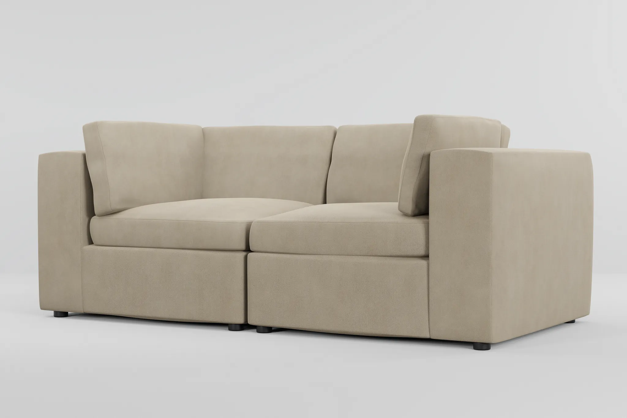 Destin Peyton Beige Fabric 2-piece Modular Sofa
