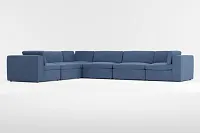 Destin Revenue Dark Blue Fabric 6-piece Modular Sectional