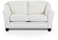 Avery White Fabric Loveseat