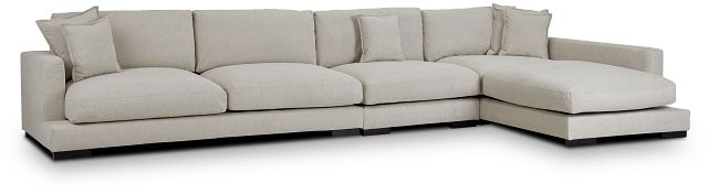 Emery Light Beige Fabric Small Right Chaise Sectional (1)