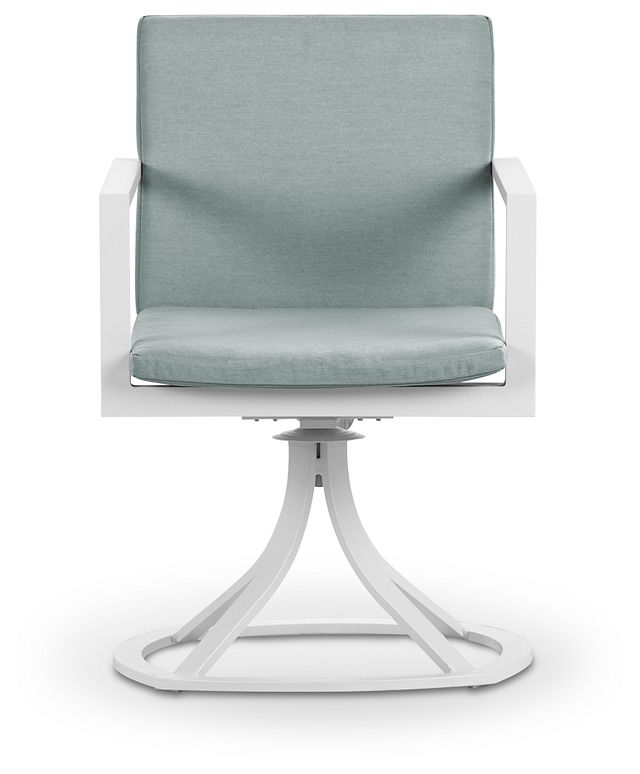 Linear White Teal Swivel Chair