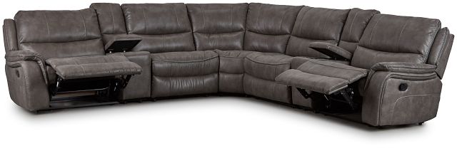 Dober Dark Gray Micro Large Dual Manually Reclining Two-arm Sectional