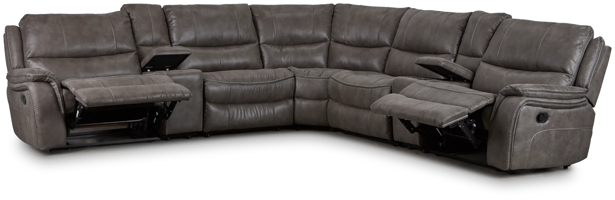 Dober Dark Gray Micro Large Dual Manually Reclining Two-arm Sectional