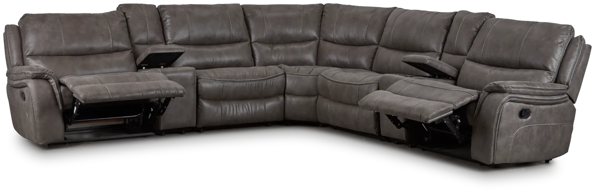 Dober Dark Gray Micro Large Dual Manually Reclining Two-arm Sectional Dober Dark Gray Micro Large Dual Manually Reclining Two-arm Sectional