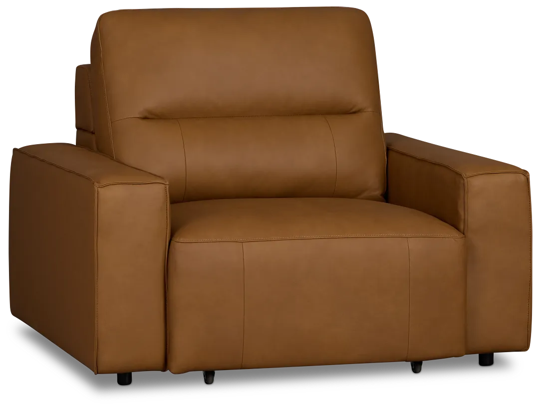 Rudy Brown Lthr/vinyl Power Extension Chaise