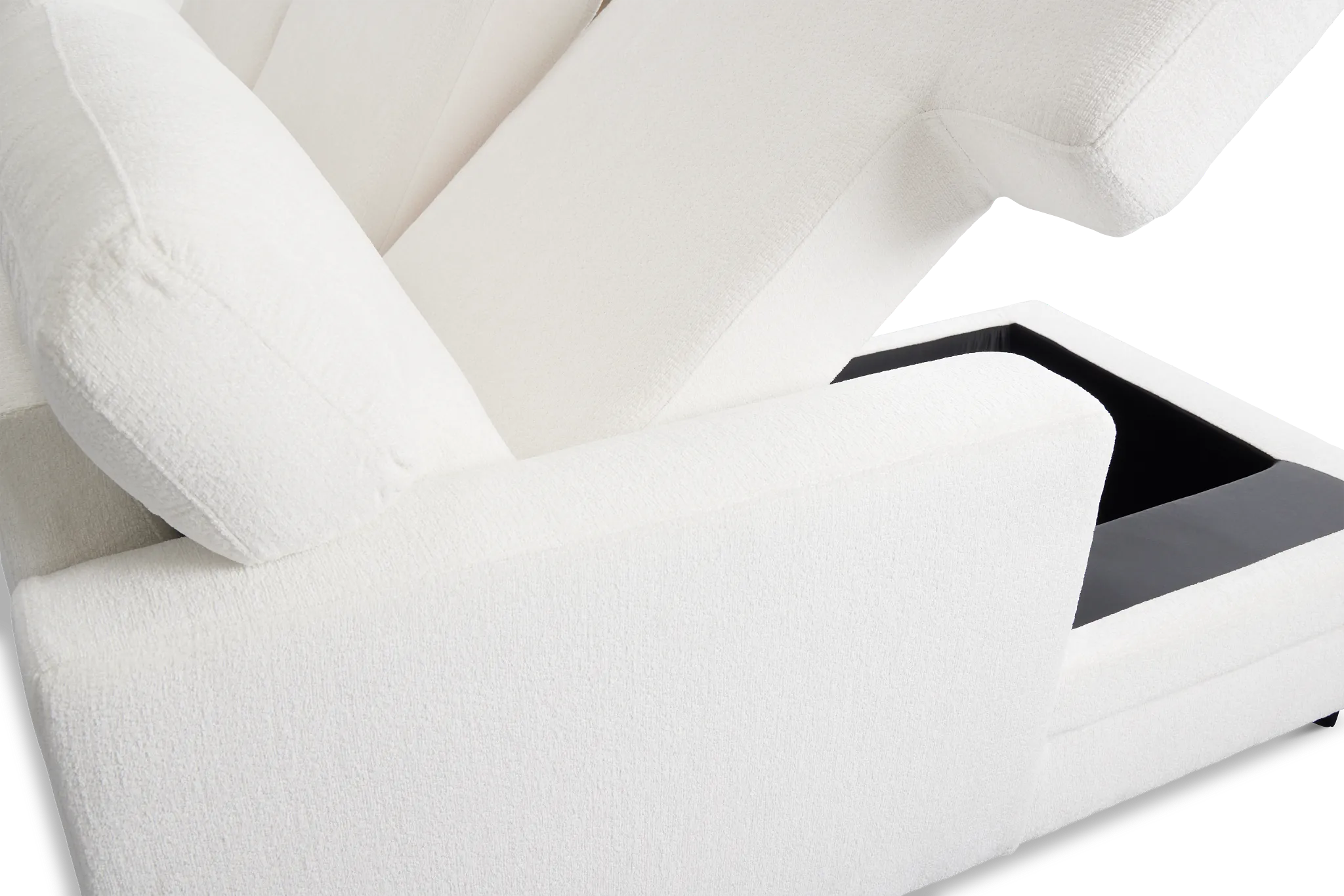 Everly White Fabric Left Chaise Storage Sectional