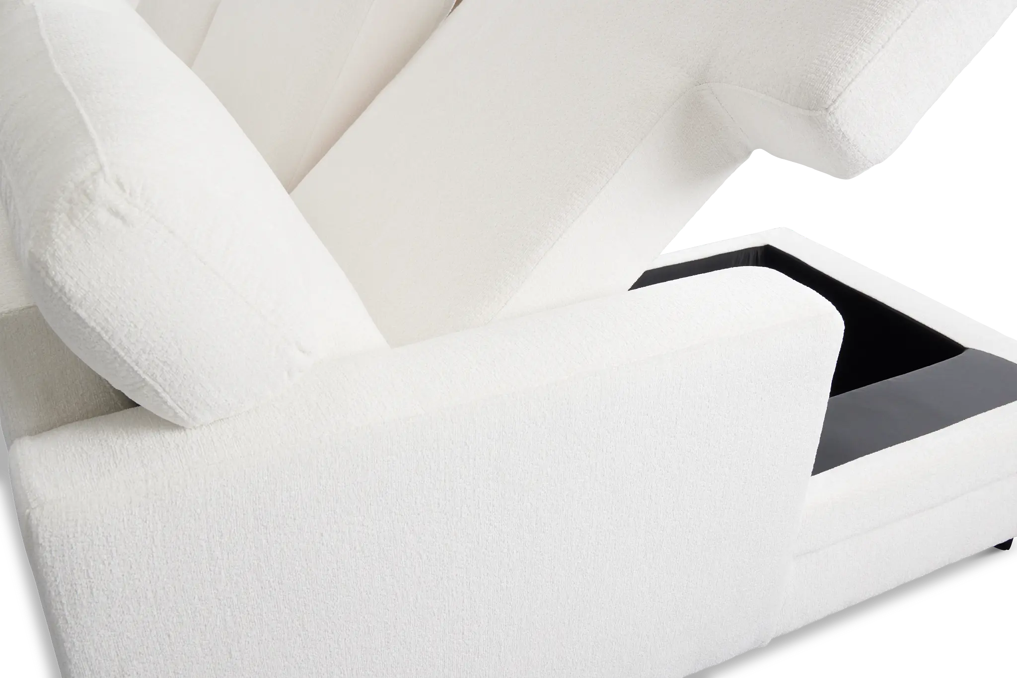 Everly White Fabric Left Chaise Storage Sectional Everly White Fabric Left Chaise Storage Sectional