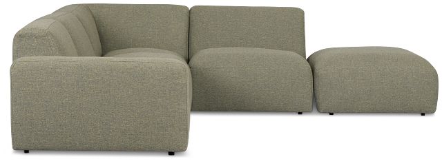 Baylor Green Fabric 5-piece Right Facing Bumper Sectional