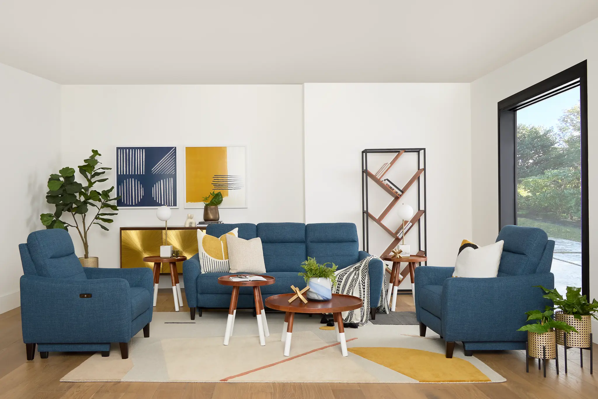 Keaton Blue Fabric Power Reclining Sofa W/ Power Headrest Keaton Blue Fabric Power Reclining Sofa W/ Power Headrest