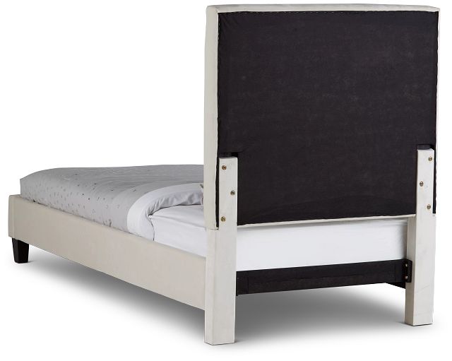 Collin Beige Velvet Platform Bed