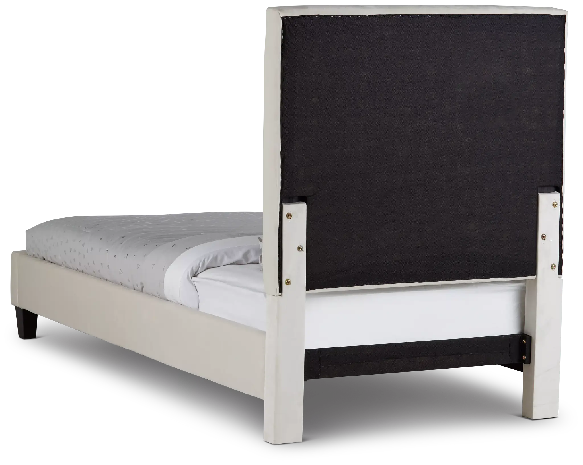 Collin Beige Velvet Platform Bed Collin Beige Velvet Platform Bed